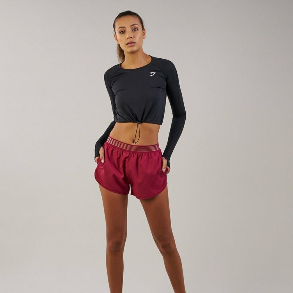 Gymshark black drawcord crop top M